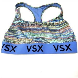The Player VSX Victorias Secret Medium Sports Bra Blue Yellow No Wire #1655